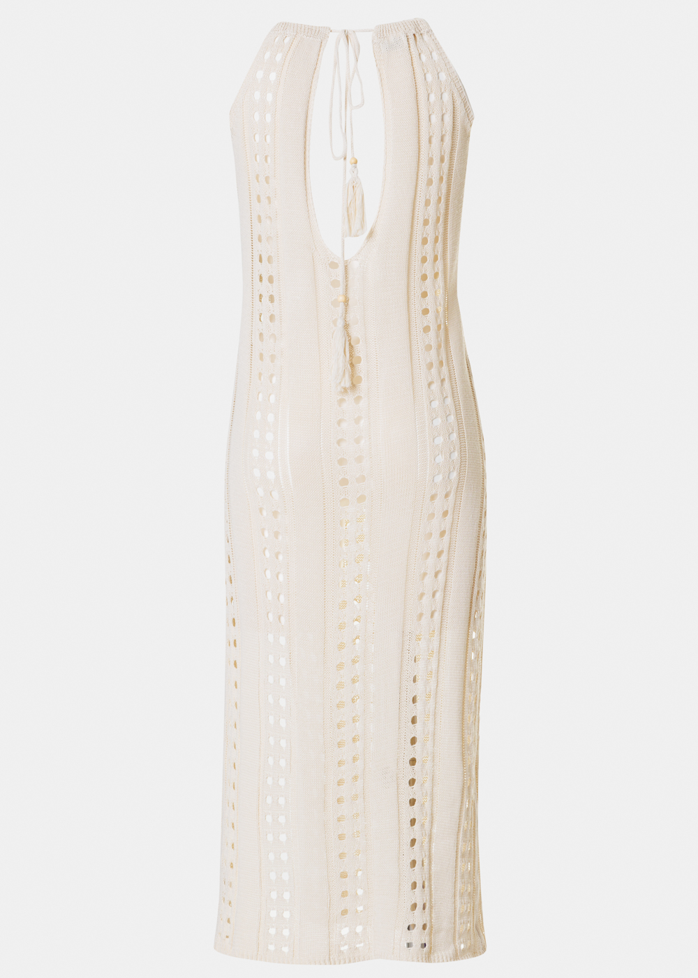 Beige Knitted Beachwear w/ Halter Neck 